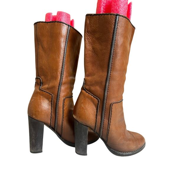 Chloe Tall Leather Heel Boots Size 36 Made In Italy Bohemian Chic - Picture 6 of 9